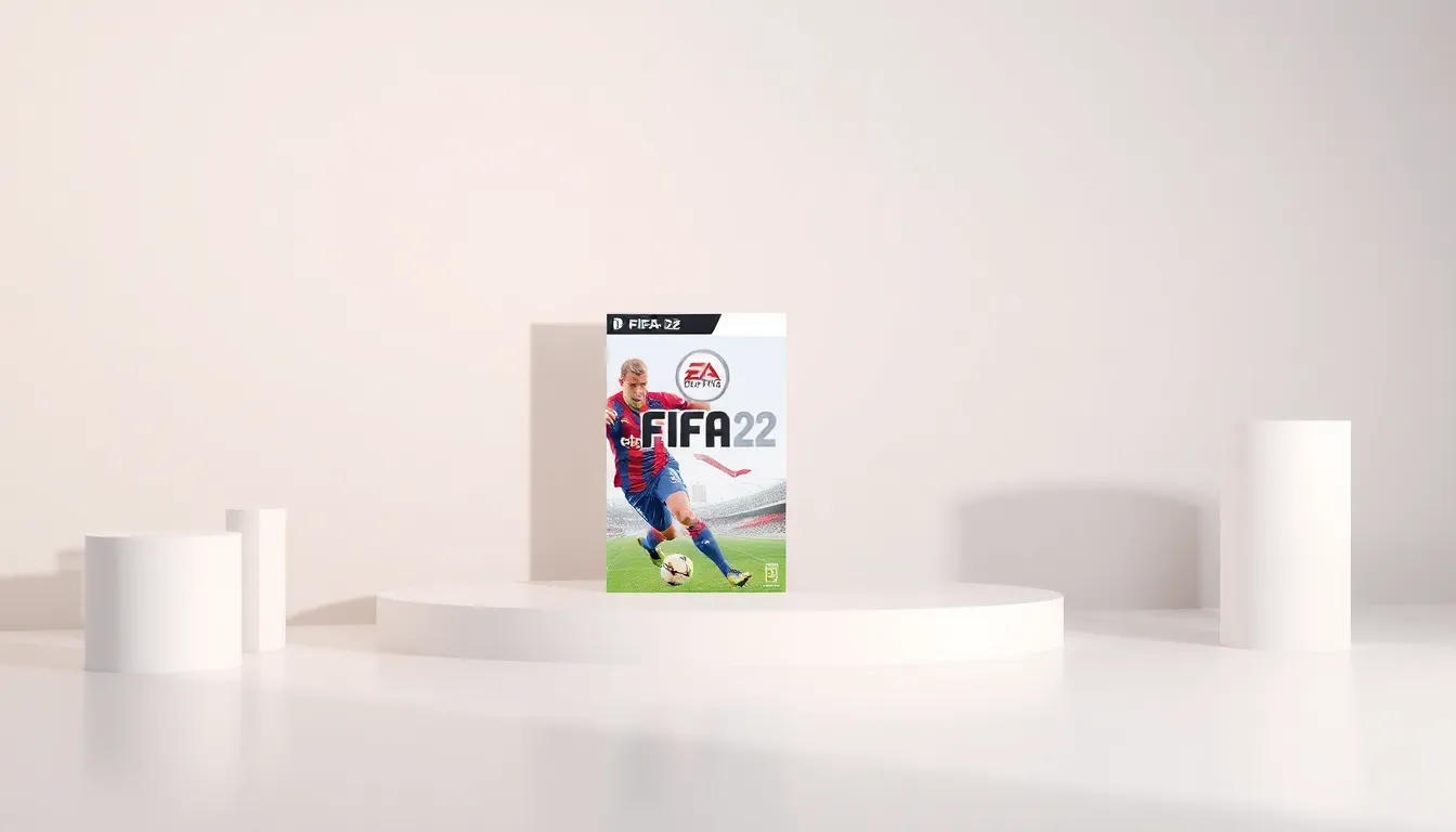 FIFA 22 video game cover featuring dynamic football artwork.