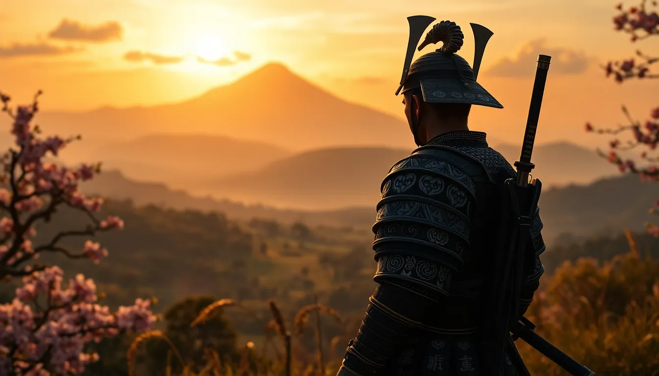 samurai Jin Sakai standing in a beautiful landscape of Tsushima Island.